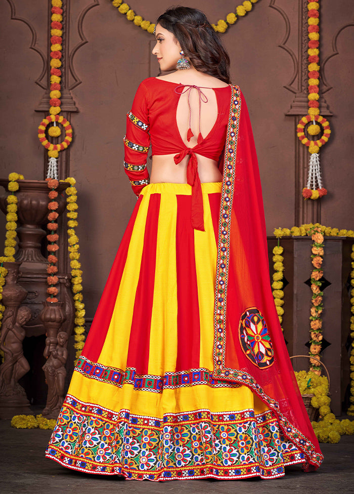 3 Pc Multicolor Rayon Semi Stitched Lehenga Set