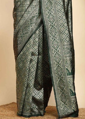 Dark Green Banarasi Silk Saree With Blouse Piece