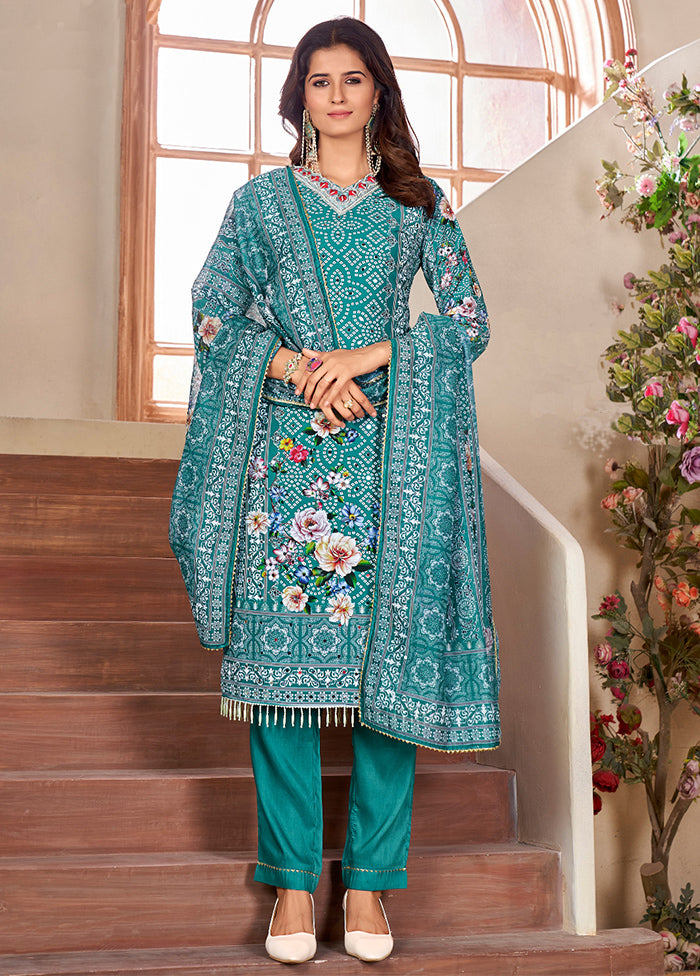 3 Pc Multicolor Readymade Silk Suit Set