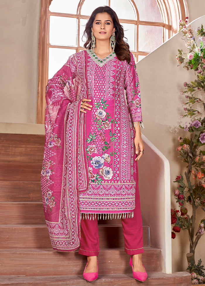 3 Pc Multicolor Readymade Silk Suit Set