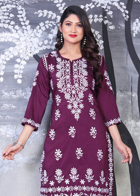 Purple Readymade Viscose Kurti