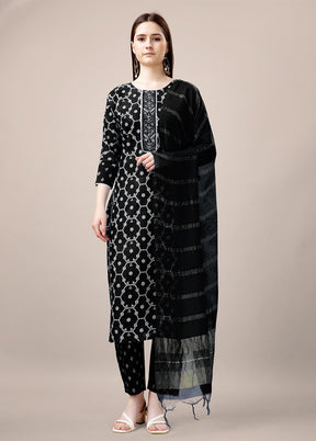 3 Pc Black Readymade Rayon Suit Set