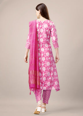 3 Pc Pink Readymade Rayon Suit Set