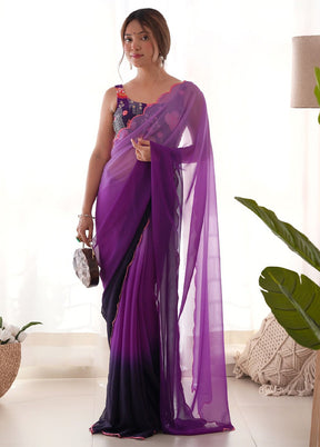 Multicolor Georgette Saree With Blouse Piece