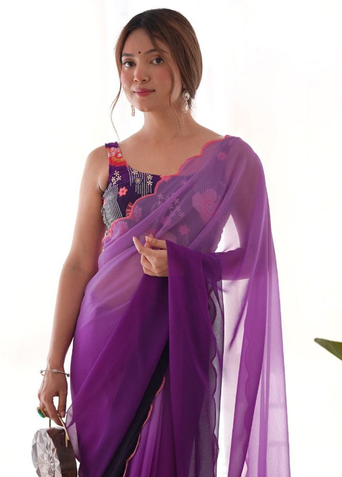 Multicolor Georgette Saree With Blouse Piece