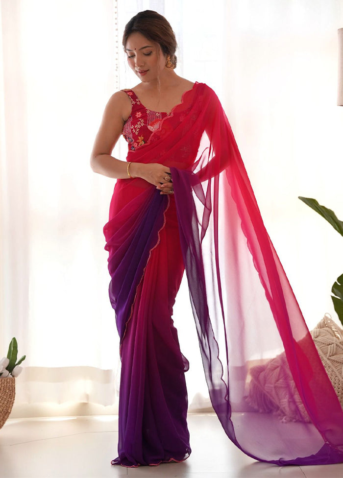 Multicolor Georgette Saree With Blouse Piece