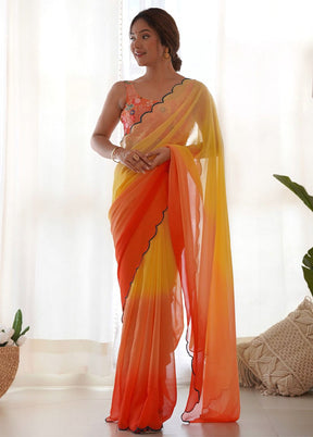 Multicolor Georgette Saree With Blouse Piece