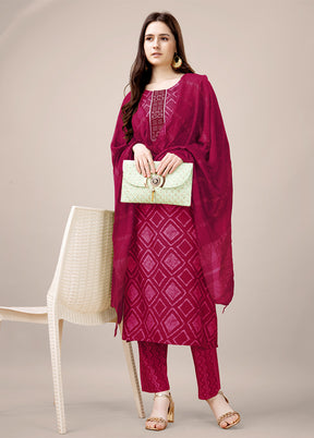 3 Pc Pink Readymade Rayon Suit Set