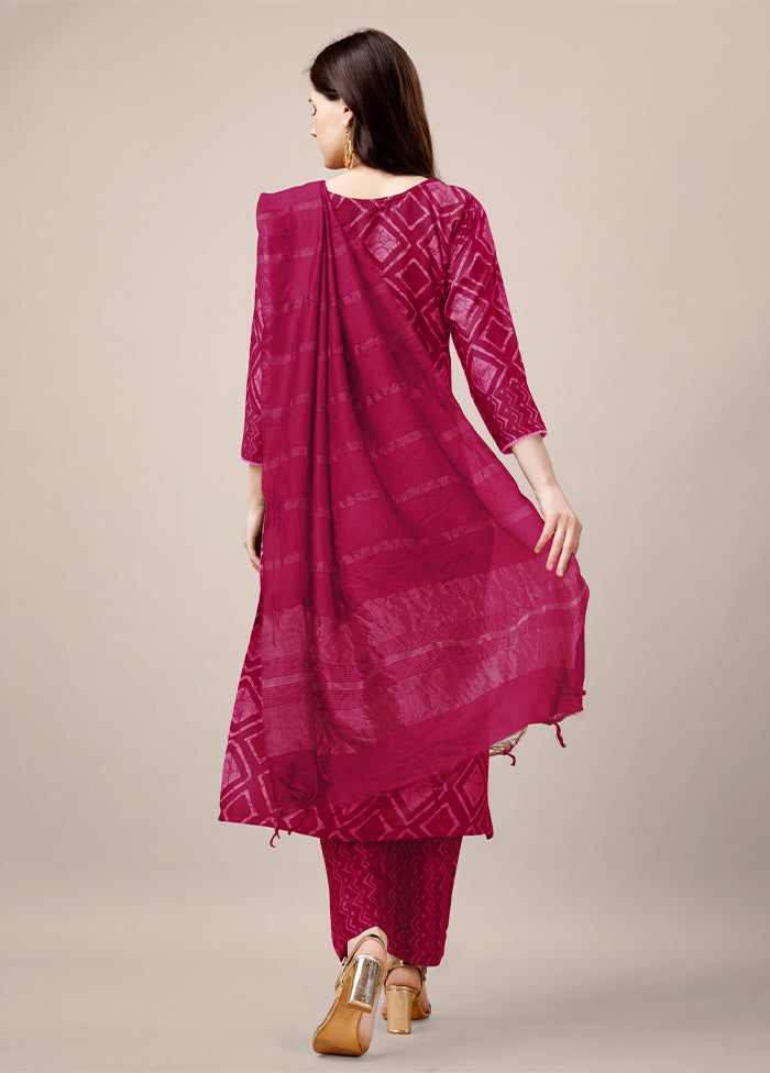 3 Pc Pink Readymade Rayon Suit Set