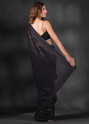 Black Georgette Saree With Blouse Piece