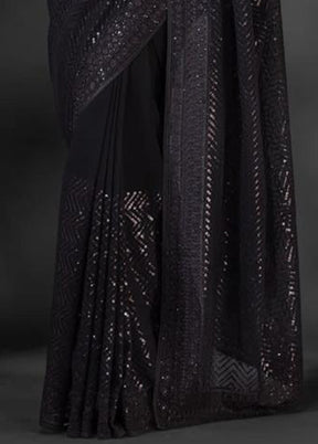 Black Georgette Saree With Blouse Piece