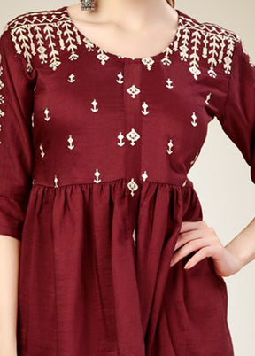 Maroon Readymade Silk Kurti