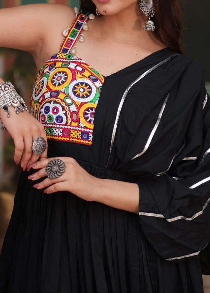 Black Readymade Rayon Indian Dress