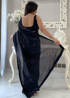 Black Georgette Saree With Blouse Piece