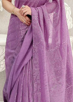 Light Purple Georgette Saree With Blouse Piece