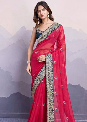 Rani Organza Saree With Blouse Piece