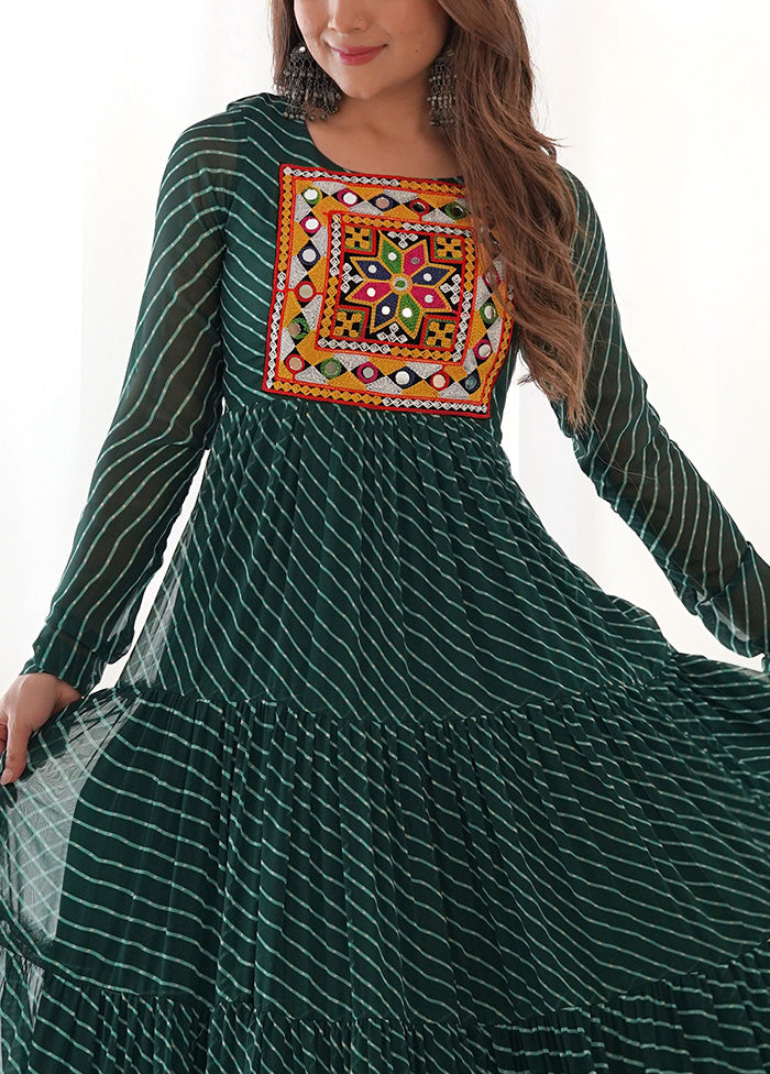 Green Readymade Pure Georgette Indian Dress