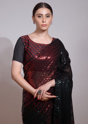 Multicolor Georgette Saree With Blouse Piece