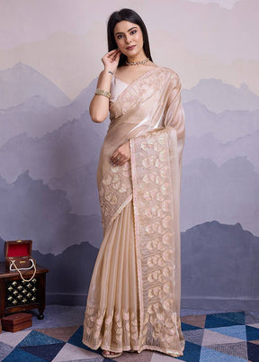 Beige Jimmy Choo Saree With Blouse Piece