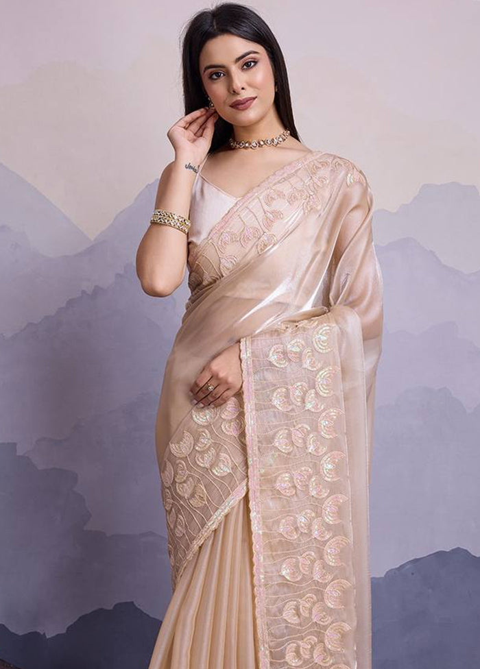 Beige Jimmy Choo Saree With Blouse Piece