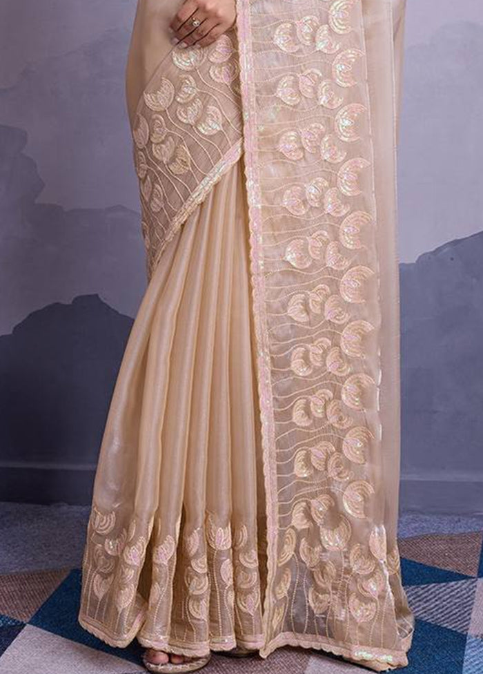 Beige Jimmy Choo Saree With Blouse Piece