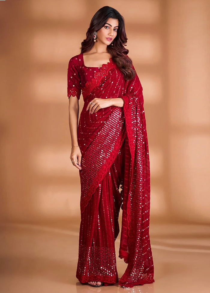 Multicolor Georgette Saree With Blouse Piece