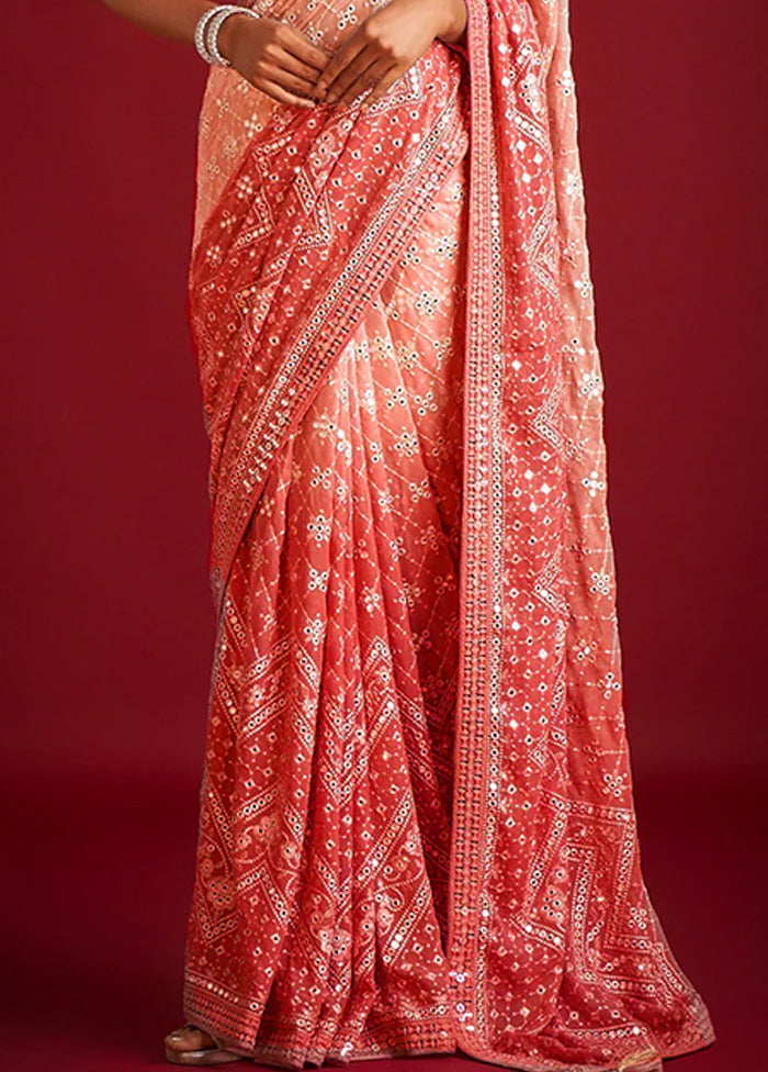 Multicolor Georgette Saree With Blouse Piece