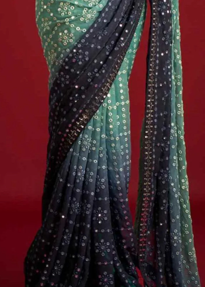 Multicolor Georgette Saree With Blouse Piece