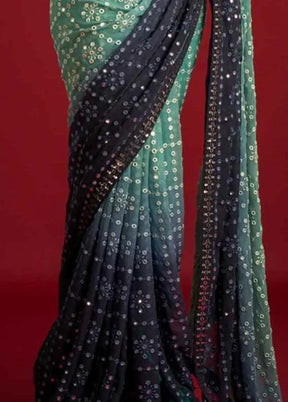 Multicolor Georgette Saree With Blouse Piece