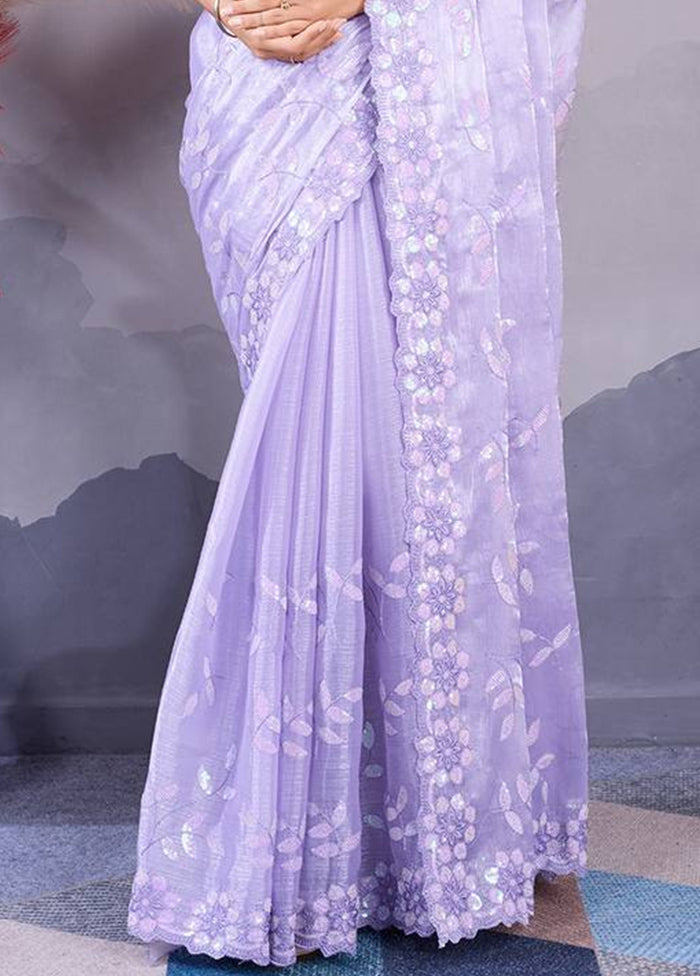 Lavender Dupion Silk Saree With Blouse Piece