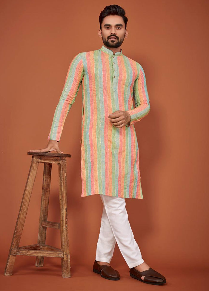 Multicolor Silk Kurta And Pajama Set