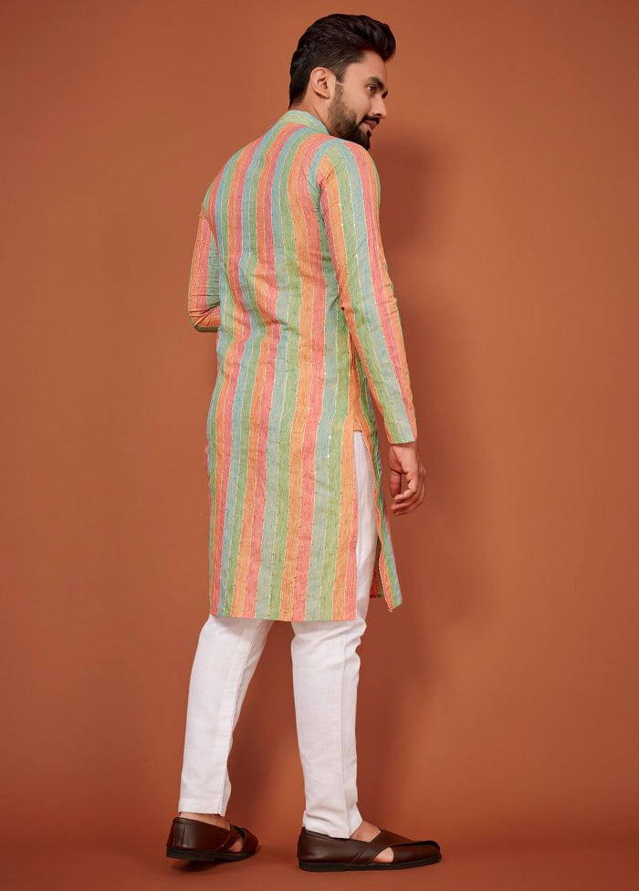 Multicolor Silk Kurta And Pajama Set