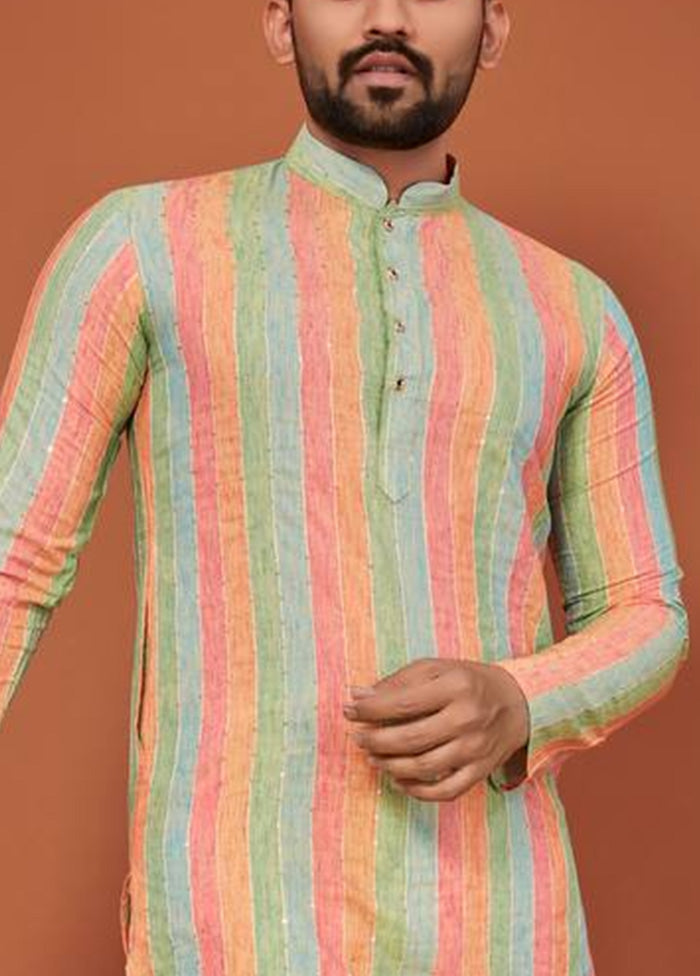 Multicolor Silk Kurta And Pajama Set