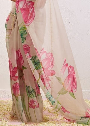 Off White Organza Saree With Blouse Piece