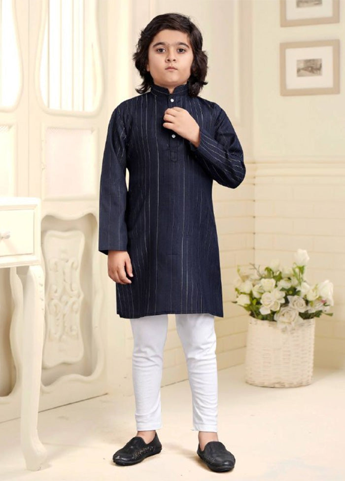 Navy Blue Pure Cotton Kurta Pajama Set