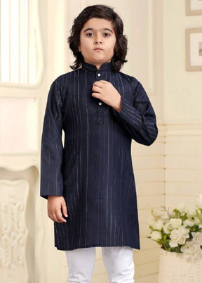 Navy Blue Pure Cotton Kurta Pajama Set