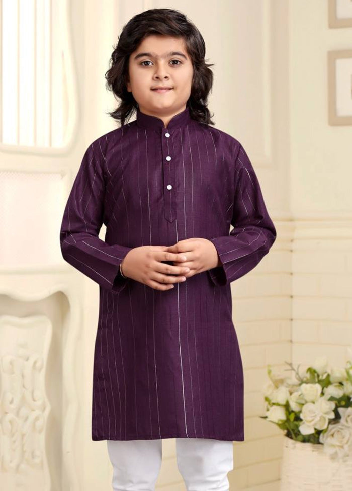 Purple Pure Cotton Kurta Pajama Set