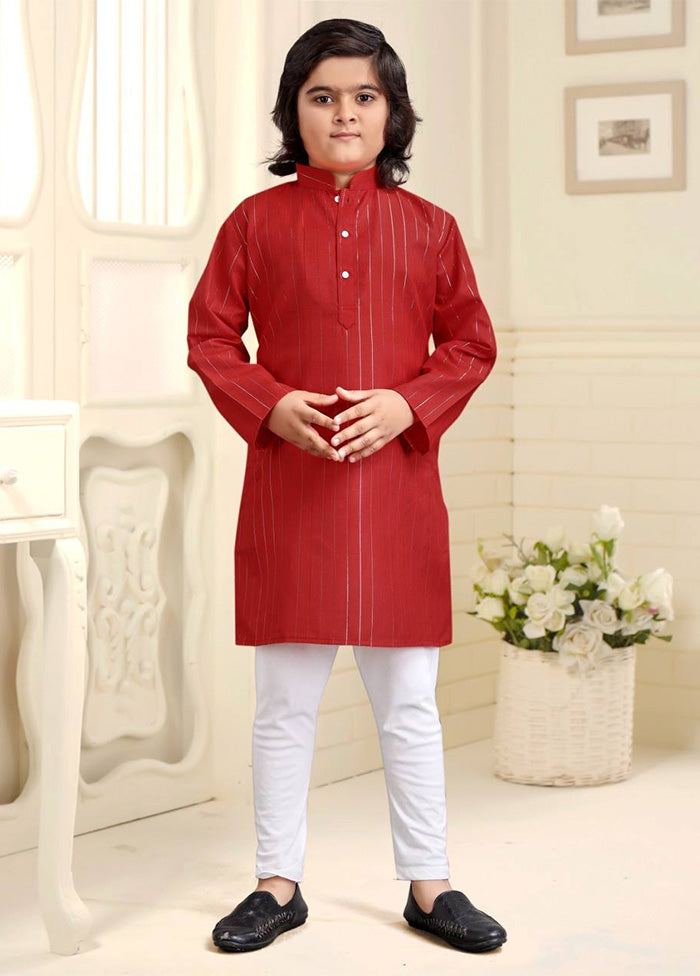 Red Pure Cotton Kurta Pajama Set