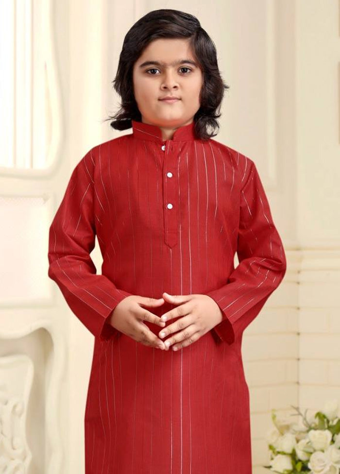 Red Pure Cotton Kurta Pajama Set