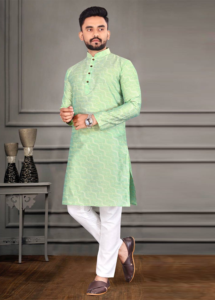 Pista Green Silk Kurta And Pajama Set