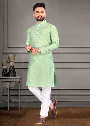 Pista Green Silk Kurta And Pajama Set