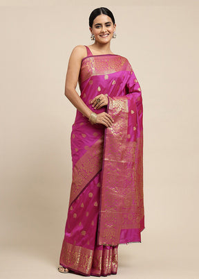 Rani Banarasi Silk Saree With Blouse Piece