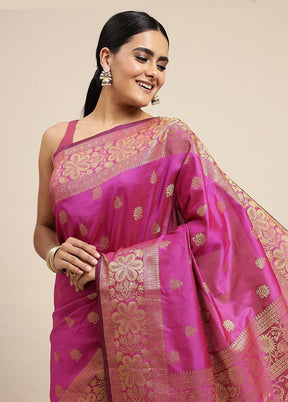 Rani Banarasi Silk Saree With Blouse Piece