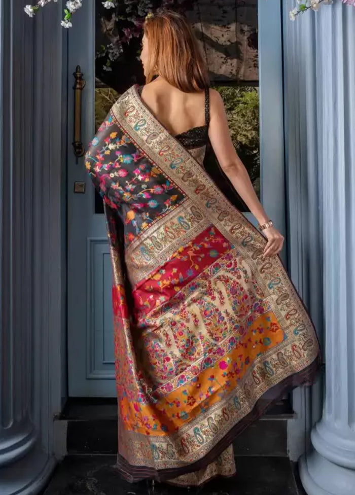 Multicolor Banarasi Silk Saree With Blouse Piece