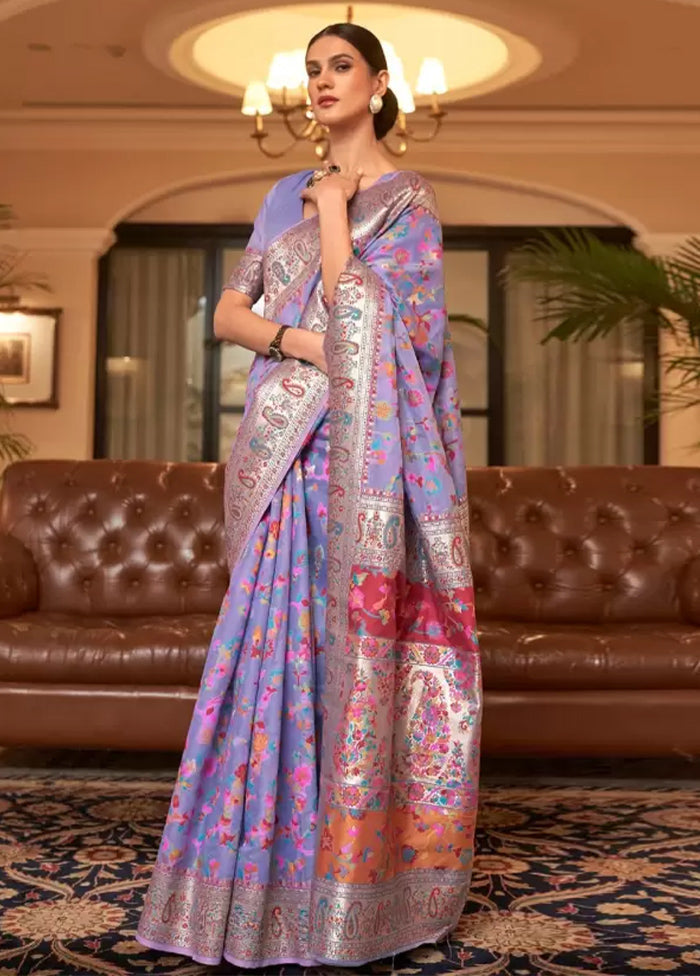 Multicolor Banarasi Silk Saree With Blouse Piece