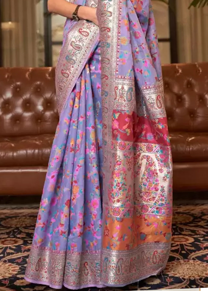 Multicolor Banarasi Silk Saree With Blouse Piece