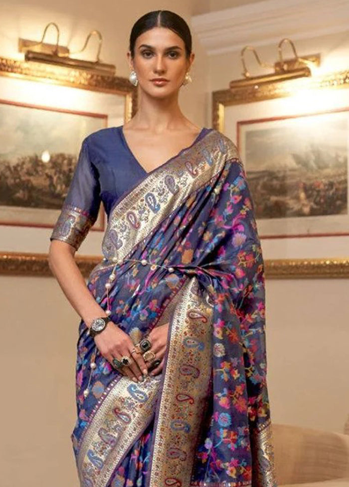 Multicolor Banarasi Silk Saree With Blouse Piece