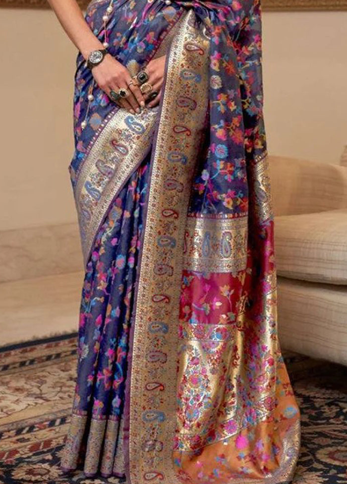 Multicolor Banarasi Silk Saree With Blouse Piece