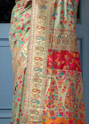 Multicolor Banarasi Silk Saree With Blouse Piece