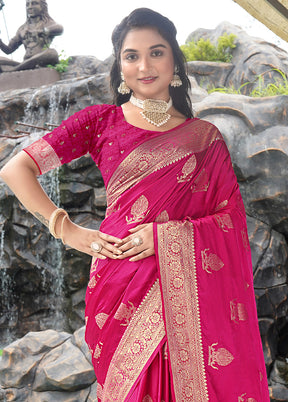 Rani Satin Silk Saree With Blouse Piece